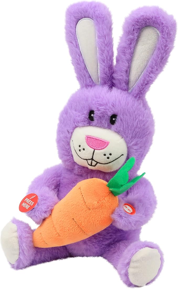 Hopearl Talking Singing Bunny Repeats What You Say Rabbit Musical Shaking Head Electric Interactive Animated Toy Speaking Plush Buddy Gifts for Toddlers, Purple, 15''