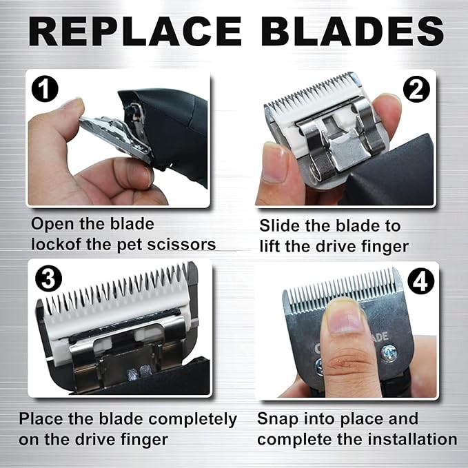 3-3/4FC Silver Detachable Clipper Ceramic Blades, Dog Grooming Clipper Replacement Blades Compatible with Dog Clippers, KM Series Clippers, A5, Size 3-3/4FC, Cut Length 1/2"(13mm)