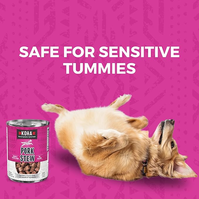 KOHA Minimal Ingredient Pork Stew for Dogs, High Protein Limited Ingredient Dog Food, 12.7oz Cans (Case of 12)