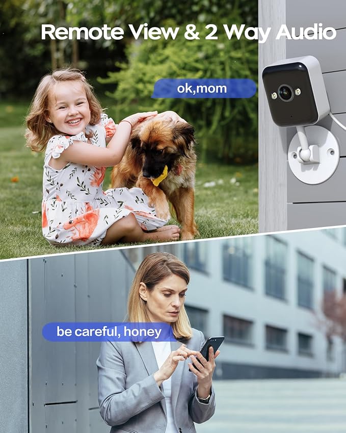 JOOAN 3MP Outdoor Security Camera WiFi Camera 【2.4G WiFi & Bluetooth & Color Night】 for Home Security Baby Pet IP66 Waterproof 2 Way Audio Motion Detection Siren SD/Cloud Storage Color Night Vision