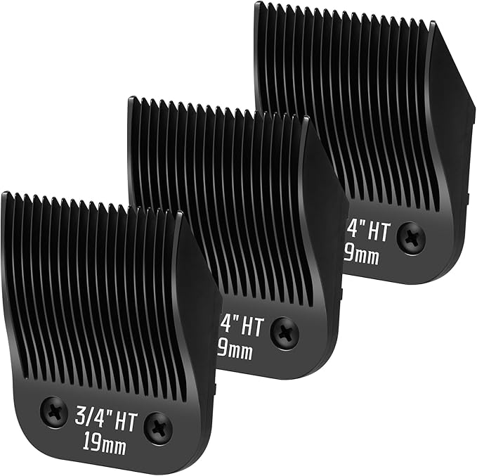 3 Pack 3/4HT Detachable Dog Grooming Steel Blades,Compatible with Andis,Oster A5,Wahl KM-10 Series,Cut Length 3/4" 19MM （Black）
