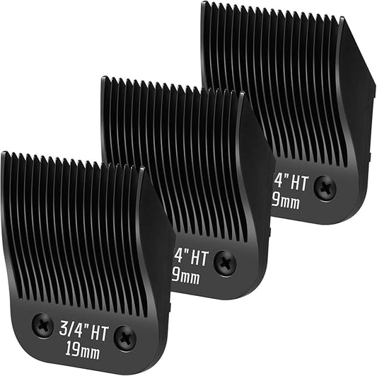 3 Pack 3/4HT Detachable Dog Grooming Steel Blades,Compatible with Andis,Oster A5,Wahl KM-10 Series,Cut Length 3/4" 19MM （Black）
