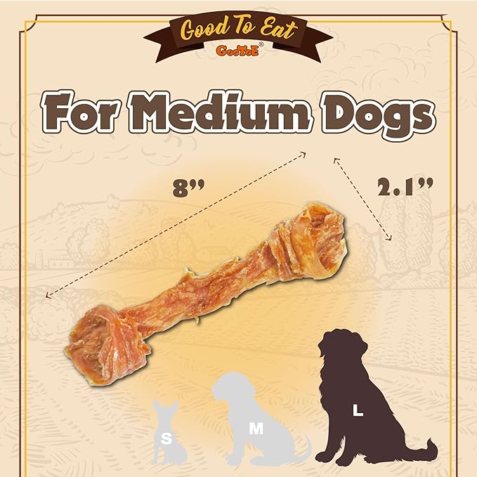 Gootoe Turkey Tendon Dog Treats, Bone (L) 3.53 oz, USA-Sourced Turkey Tendon, Natural Snack, Premium Puppy Chews, Hypoallergenic, Reseal Value Bags, Size for Large Dogs