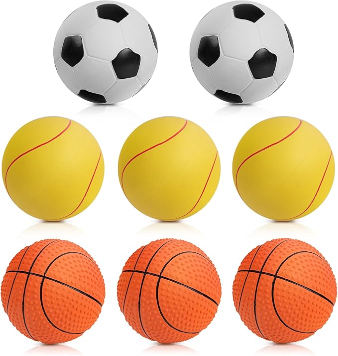 SCHITEC Squeaky Dog Toy Balls, [8 Pack] Latex Rubber Squeak Toys, 3'' Interactive Fetch Pet Ball for Medium Breed Dogs