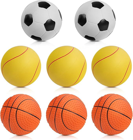 SCHITEC Squeaky Dog Toy Balls, [8 Pack] Latex Rubber Squeak Toys, 3'' Interactive Fetch Pet Ball for Medium Breed Dogs