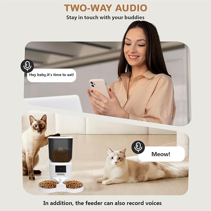 8L Smart Dog and Cat Feeder with WiFi and HD Camera | Automatic Pet Food Dispenser with Tuya App Control, Video Monitoring, Voice Recorder, Night Vision, Timed Feeding|Single Bowl smart Feeder