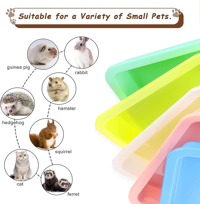 5pcs Kitten Litter Box, Small Cat Litter Box with Scooper, Small Litter Pan Low Entry Shallow Plastic Litter Tray Portable Cat Waste Tray Open Travel Kitten Boxes for Small Pet Rabbit Newborn Cat