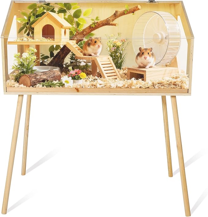 Hamster Cage with Legs, 40" L x 20" W x 47.5" H Large Hamster Habitats Enclosure with Acrylic Window & Openable Top,Small Animal Cage Chew Proof for Guinea Pig, Chinchilla, Gerbil