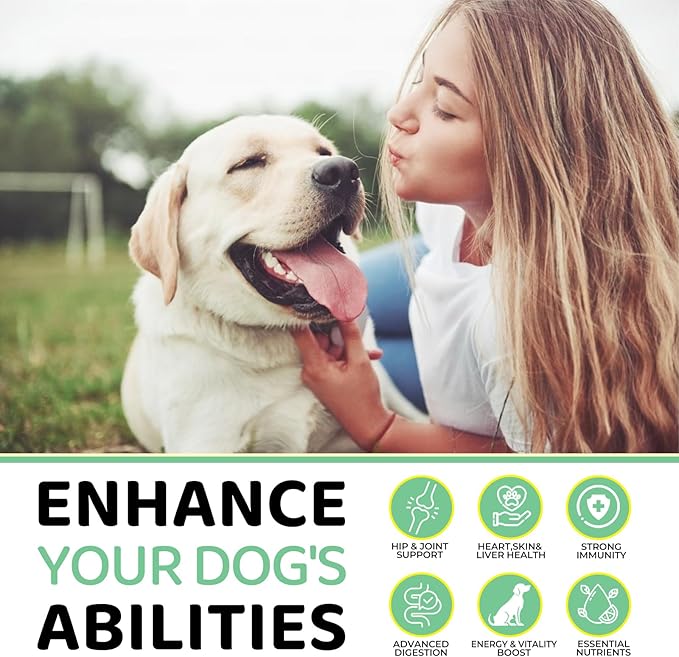 10-in-1 Dog Multivitamin Supplement, Calming Chews with Chondroitin & Probiotics, Mega Pack 8.8oz/250g (165 Chews), Supports Joint Health & Calming, Beef Flavor