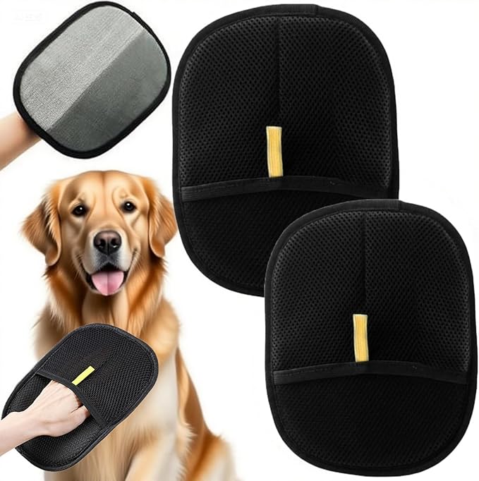 Pet Hair Removal Glove,2Pcs Electrostatic Gloves Pet Hair Removal, 2025 Pet Hair Remover Glove, Washable Reusable Dogs Cats Hair Gloves for Furniture Bed Sheets Couch Clothes Carpet Car Seat