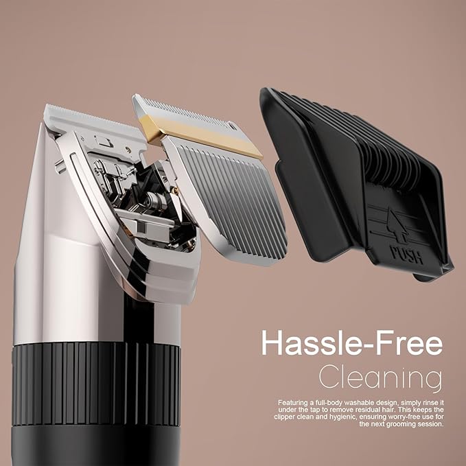 Dog Grooming Clipper Kit, Cordless Low Noise Rechargeable Electric Trimmer With Adjustable Comb & Detachable Blades, Suitable for Dogs, Cats, Pets