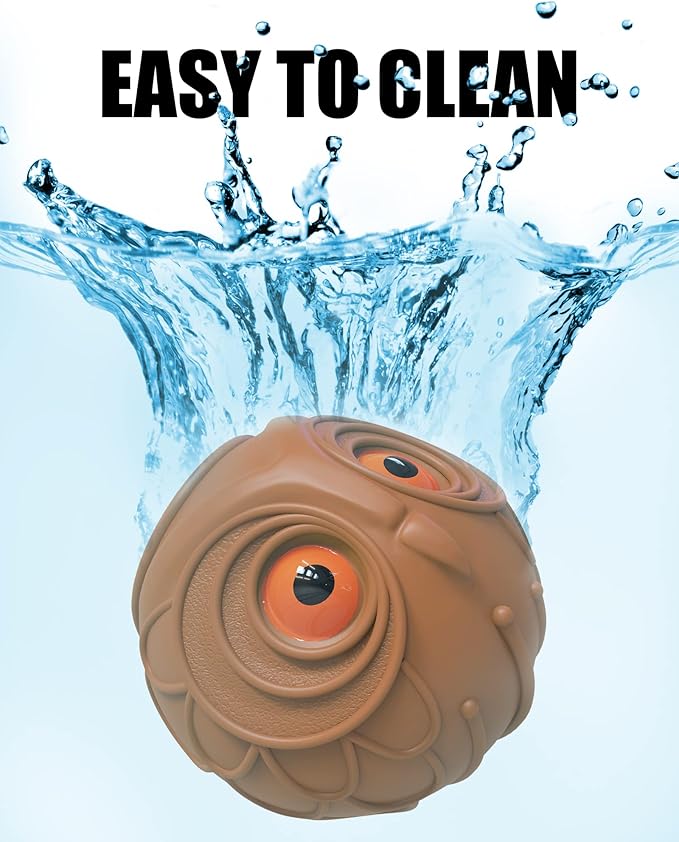 Giggle Ball for Dogs Owl Toys for Aggressive Chewers Dog Ball Toy for Puppy Medium Large Dogs Fun Gift for Dog Natural Rubber Cute Hoot Brown