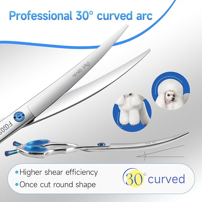 Curved Dog Grooming Scissors 6.5 in Small Curve Shears for Pet Dogs Cat Japan 440C 30°Arc Upward & Downward for Trimming Face and Paws(6.5, Curved)