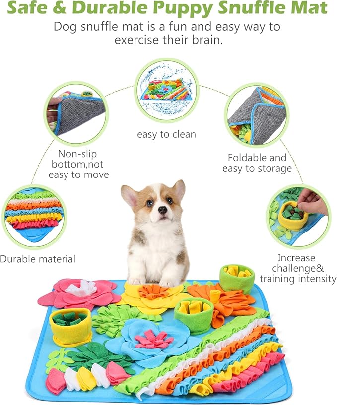 KeeKit Snuffle Mat for Dogs & Cats - Large Slow Feeder Mat for Small & Medium Breeds, Encourages Natural Foraging Skills, Durable Sniff Mat for Mental Stimulation & Stress Relief