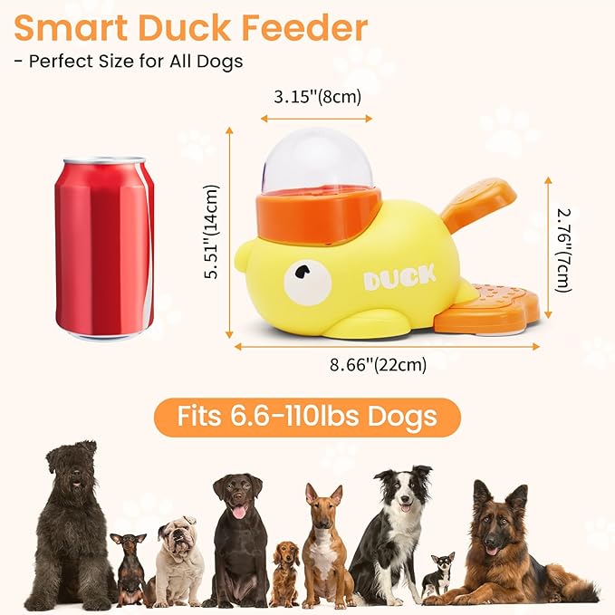 Interactive Cat Puzzle Toy - Treat Dispenser & IQ Trainer for Indoor Cats, Mental Stimulation & Slow Feeder, Duck Shape Enrichment Game Fun Exercise for Small Dogs, Yellow