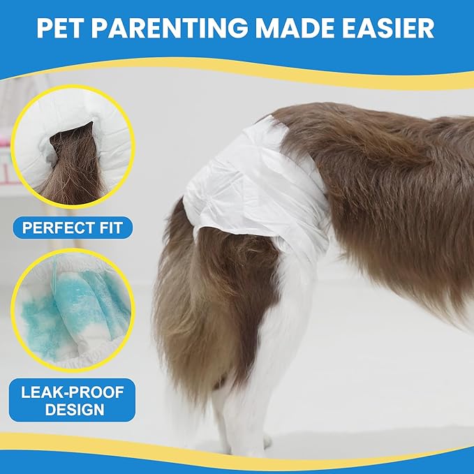 IMMCUTE Female Dog Diapers 30 Count,Super Absorbent Disposable Dog Diapers Female with Flash Dry & Leakproof, Doggie Diapers for Heat Cycle,Excitable Urination (X-Small)