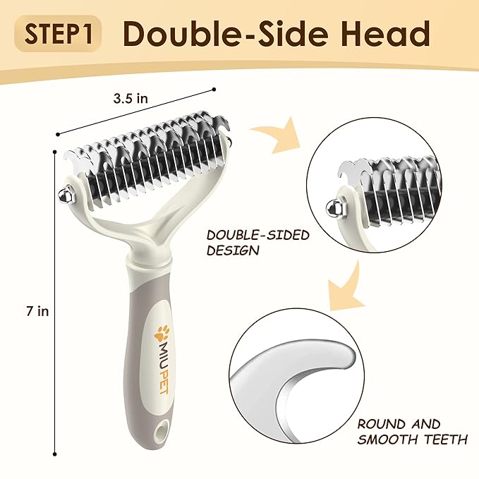 Professional Long-Haired Dog and Cat Grooming Kit - Deshedding and Slicker Brush Set 3 in 1 Gift Box for Long Hair Pets