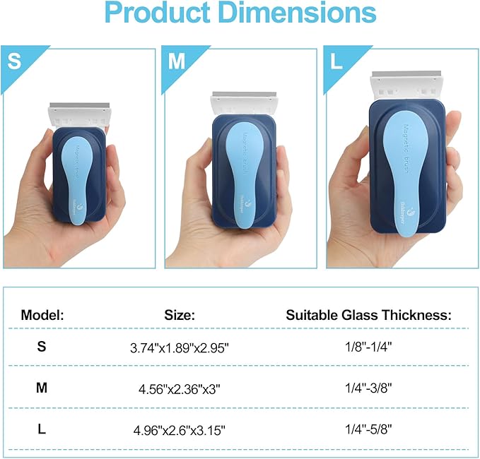 fishkeeper Aquarium Magnetic Glass Cleaner, Fish Tank Algae Magnet Cleaning Tool with Algae Scraper for Glass Aquariums Tank, Floating Scrubber Brush, 2 Detachable Scrapers, Medium