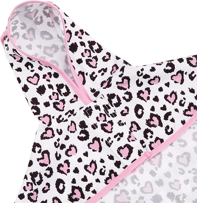 HDE Dog Raincoat Jacket Reflective Adjustable Hooded Pet Poncho Rain Coat with Leash Hole for Small to X-Large Dogs Leopard Hearts - M