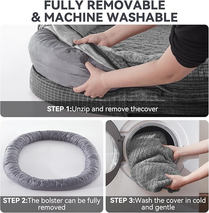 JOEJOY Orthopedic Dog Bed for Medium Dogs, Egg-Crate Memory Foam Pet Bed with Bolster Sides, Waterproof Lining, Removable Washable Cover & Non-Slip Bottom, Grey