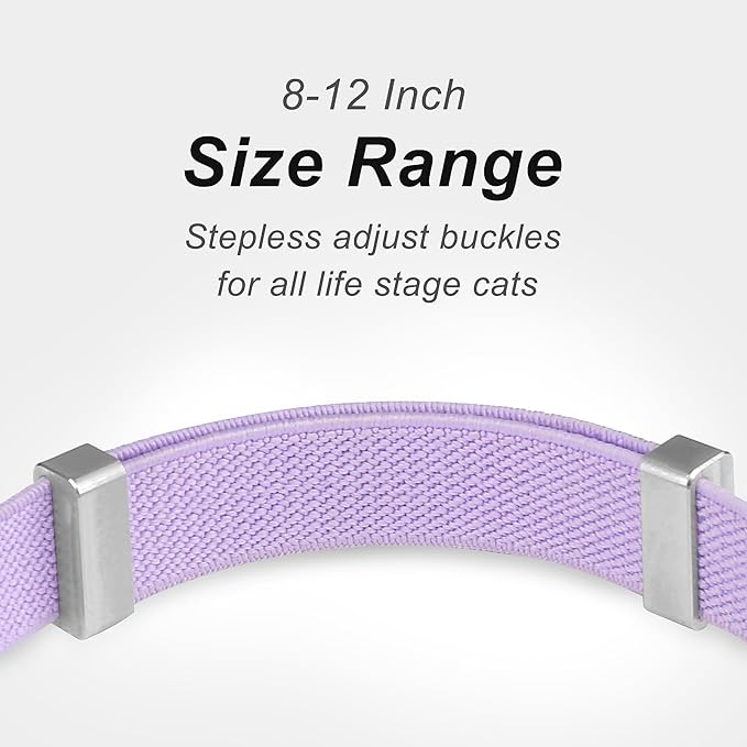 AirTag Cat Collar,Ultra Elastic Cat Tracker Collar with Apple Air Tag Holder, [Lightweight][Scratch Resistant] Stepless Adjustable GPS Pet Collar for Cats Kittens (Purple)