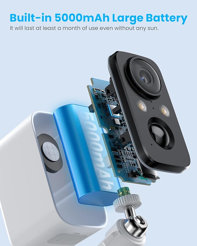 FOAOOD Solar Panel Security Cameras Wireless Outdoor - Battery Powered Cameras for Home Security WiFi Camera Surveillance Indoor System Floodlight Night Vison Alarm Motion Sensor Light Door Cam