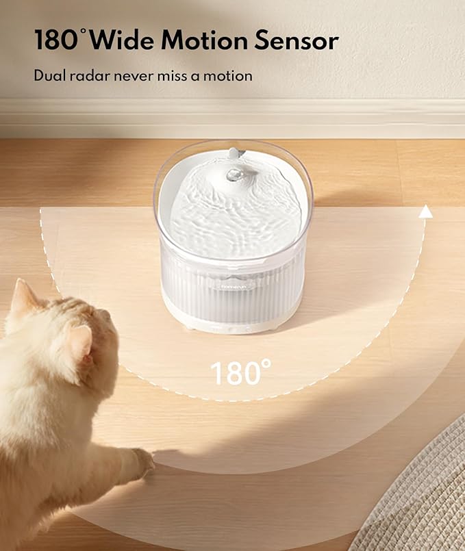 HomeRunPet Cat Water Fountain, Cordless Pet Fountain 30-Days Battery Operated, 2L/68oz Water Fountains for Cats Indoor, Cat Fountain with Quiet Wireless Pump & Easy-Clean Detachable