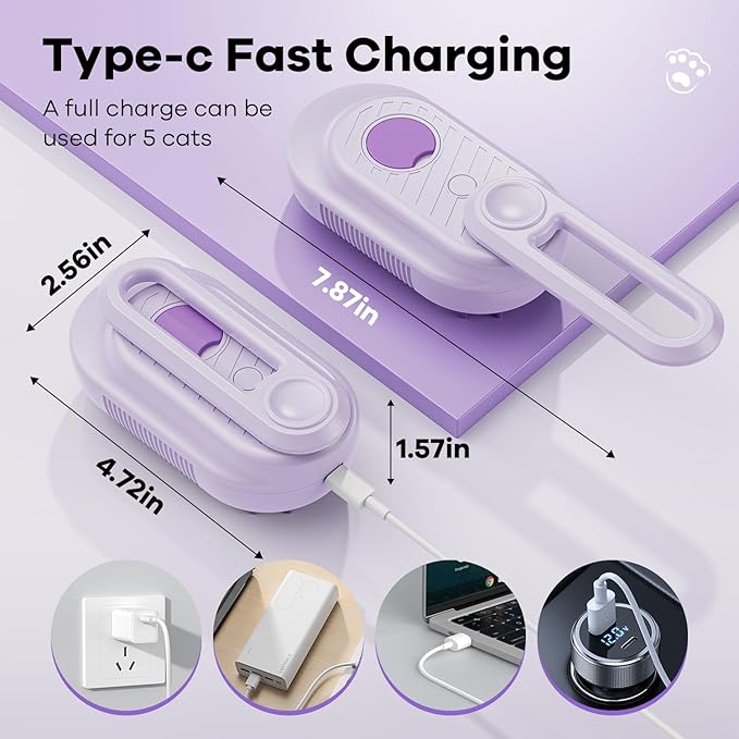 Cat Steam Brush for Shedding, 4 in 1 Brushs with Foldable Handle, Steam Brushs for Cats, Spritz Defur Comb for Cats, Water Brush for Cat, Pet Spray Hair Removal Comb