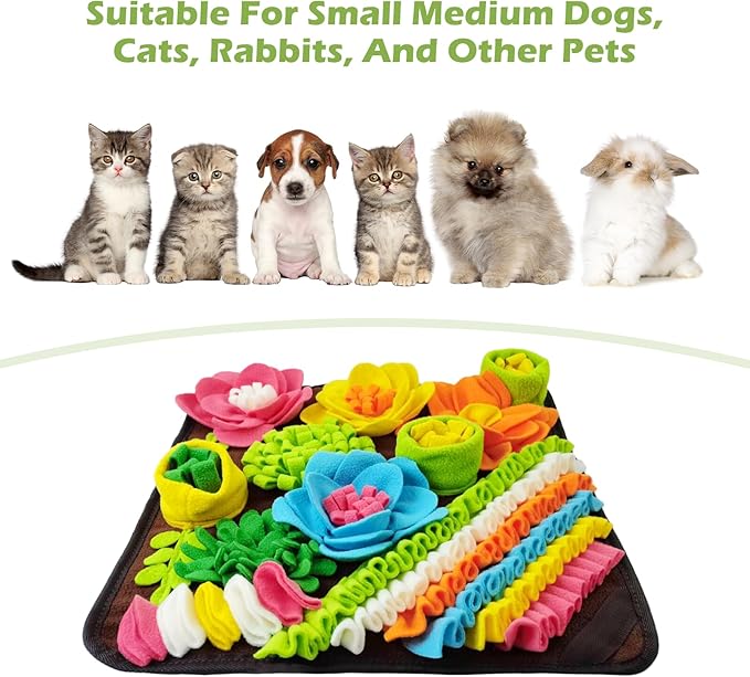KeeKit Snuffle Mat for Dogs & Cats - Slow Feeding Mat for Small & Medium Breeds, Encourages Natural Foraging Skills, Durable Foraging Mat for Mental Stimulation - Brown
