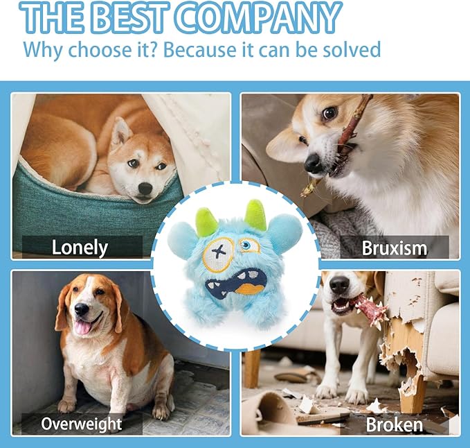 Squeaky Plush Pet Toy Ball, Dental Care, Skin-Friendly and Soft and Relieve Stress,Dog Training Interactive Pet Cute Plush Fashionable Toy Ball (Sky Blue,Large)