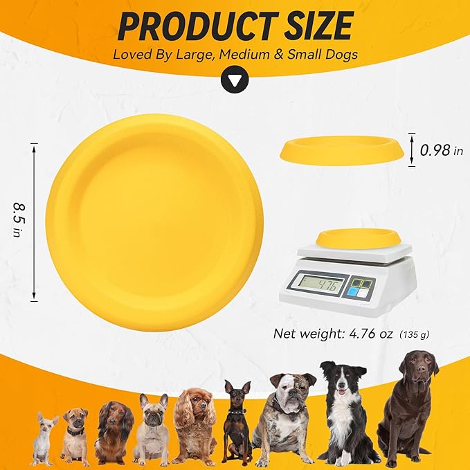 Dog Discs Toy, Durable Flying Discs for Throwing Catching, Durable for Aggressive Chewers, Water Floating Dog Toys, Swimming Training, Medium Large Breeds, Yellow