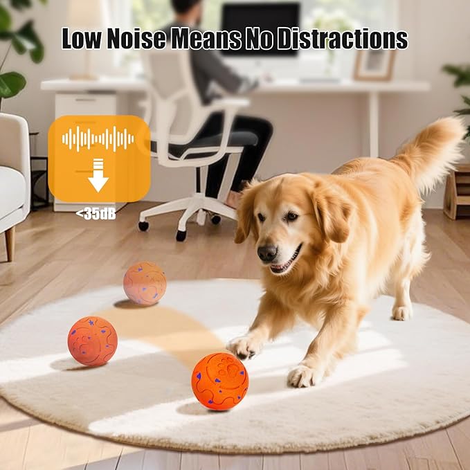 Interactive Dog Ball, Smart Dog Toy for Medium and Large Dogs, Automatic Moving, Rotating & Bouncing, E-TPU Material, IP54 Waterproof, Motion-Activated Dog Stimulation Toy to Keep Them Busy