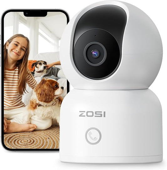 ZOSI Indoor Pan/Tilt Smart Security Camera,2K 360 Degree Baby Pet Monitor,Plug-in 2.4G/5G Dual-Band WiFi Home Cam with Phone App,Night Vision,Person Detection,2 Way Audio,Cloud & Memory Card Storage