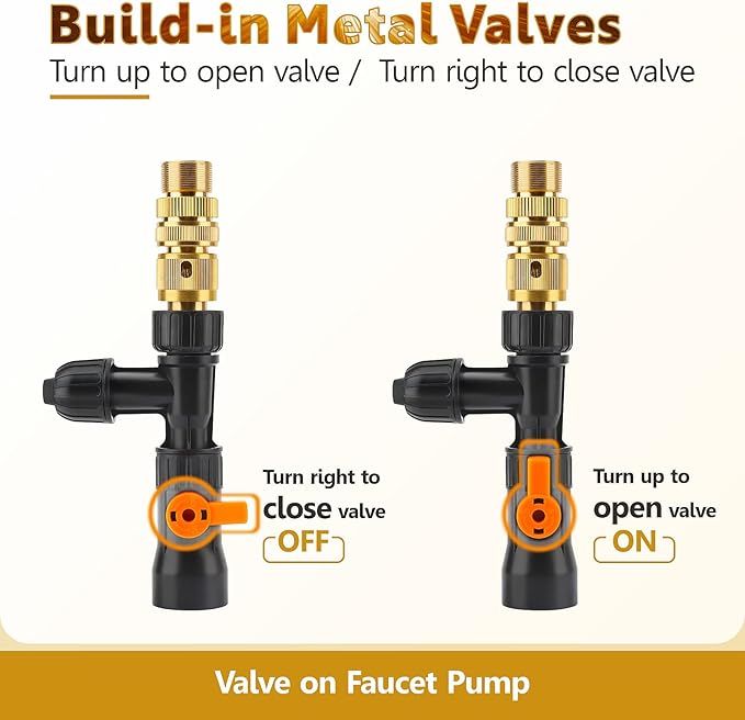 hygger Bucket-Free Aquarium Water Change Kit Metal Faucet Connector Fish Tank Vacuum Siphon Gravel Cleaner with Long Hose 25FT Drain & Fill