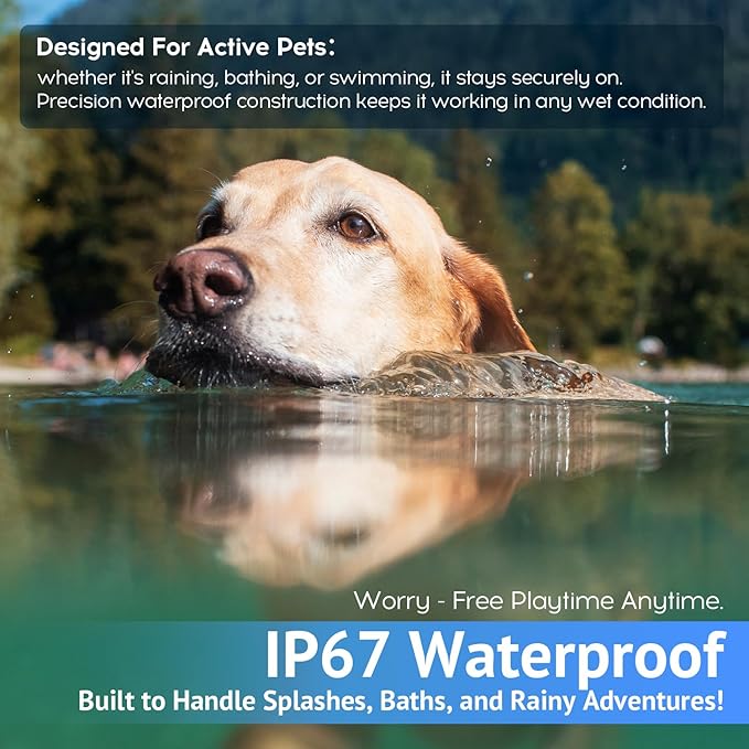 SUOFEIYA GPS Pet Tracker，Real-time Tracker for Dogs，Activity & Fitness Monitor，Virtual Fence，Waterproof，LED Light