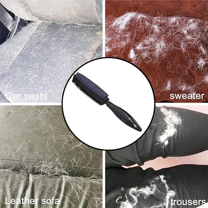 Rubber Pet Hair Removal Brush for Couch Clothes Dog Cat Pet Hair Carpet, Also Used as Dog Cat Bath Brush with Massage Effect(black)