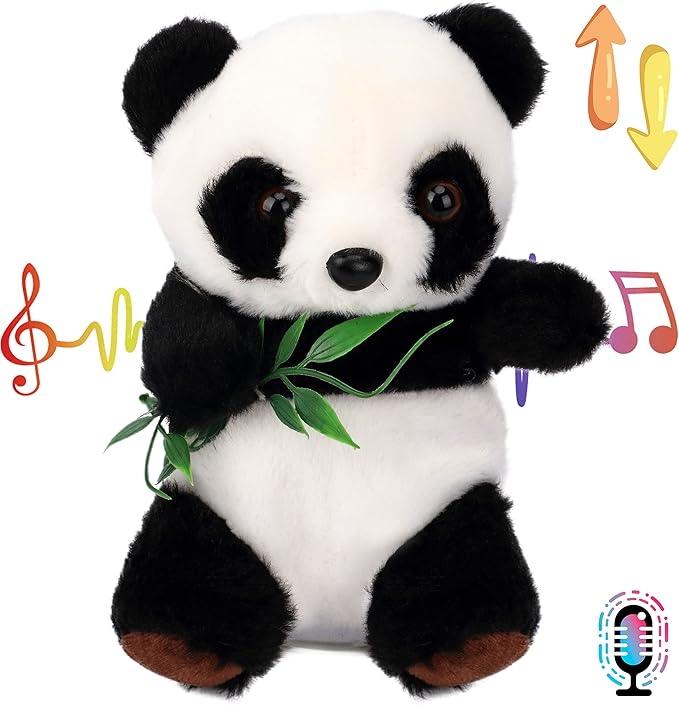 Hopearl Talking Panda Repeats What You Say Nodding Electric Interactive Animated Toy Speaking Plush Buddy Gift for Toddlers, 7''