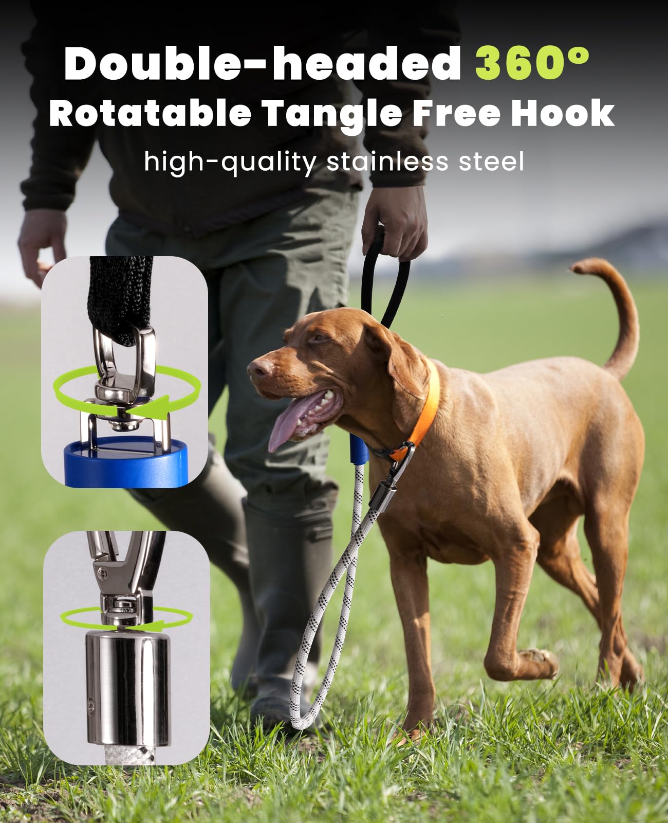 Light Up Dog Leash, LED Pet Leash for Night Walking,13 Lighting Modes, Rechargeable Dog Lights, Glow in The Dark Walking Leashes with Tangle-Free Hook for Small Medium Large Dogs - 4 Ft