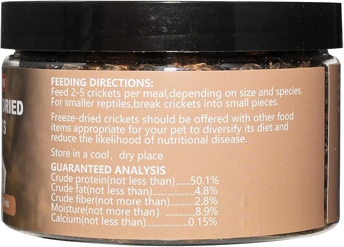 Freeze Dried Crickets – 2.8 Oz High Protein Freeze Dried Crickets, Food for Reptiles, Bearded Dragons, Lizards, Geckos, Birds, Fish,Hedgehogs, Bearded Dragon Food