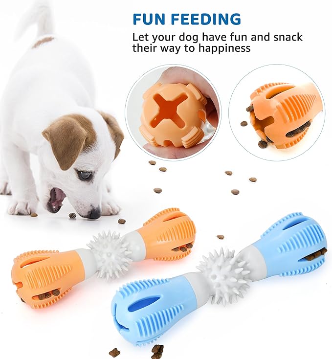 Durable Dog Chew Toy, Natural Rubber Treat Dispensing Puzzle Toy for Small & Medium Breeds – Interactive Teething, Training, and Dental Care Toy to Keep Dogs Engaged & Relieve Boredom (Orange)