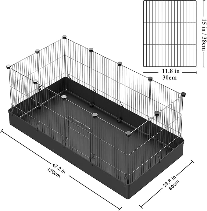 LANGXUN 12pcs DIY Small Animal Pet Playpen with Waterproof Mat, C&C Cage for Puppy Kitten, Rabbit Cage,Guinea PigsGuinea Pig Cages | Indoor & Outdoor Portable Metal Wire Yard Fence, Metal Pet Panels