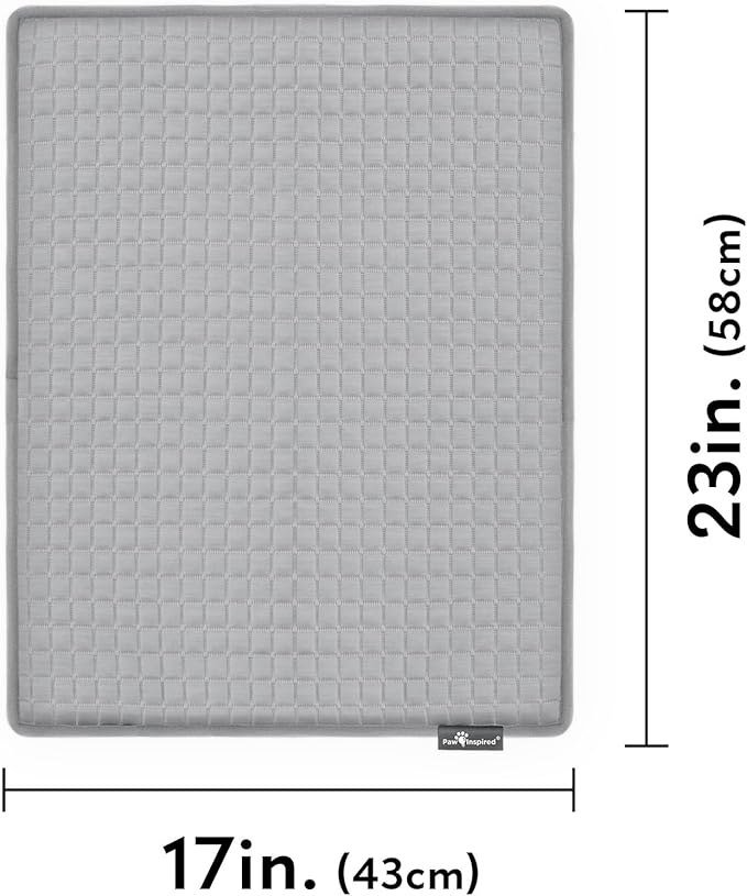 Paw Inspired Cooling Orthopedic Crate Pad for Dogs, Washable Memory Foam Dog Cooling Mat (23x17 Inch XS/Small Size for 24 Inch Kennel, Gray)