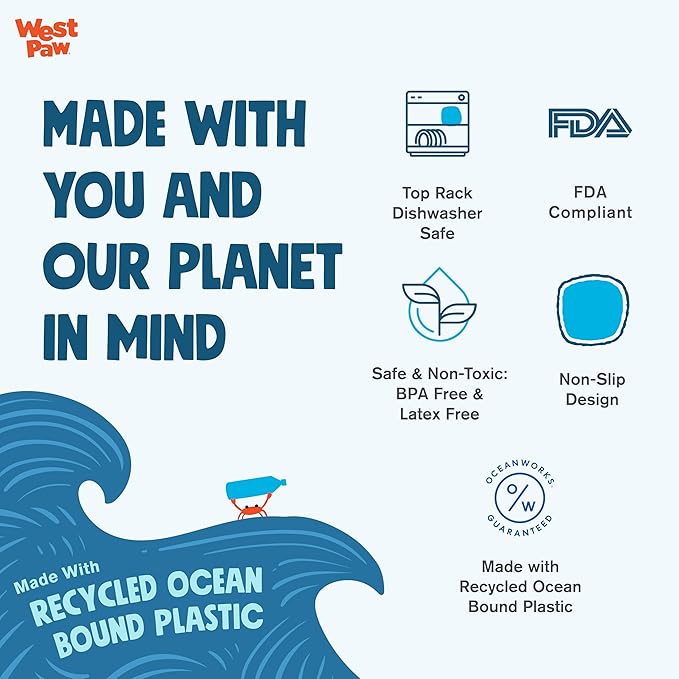 West Paw Seaflex Bubbles Feast Mat – All-in-One, Slow Feeder, Lick Mat – Encourages Foraging & Food Exploration - Engages Picky Eaters & Slow Feeding - Versatile – Easy to Clean, Non-Toxic - Mint