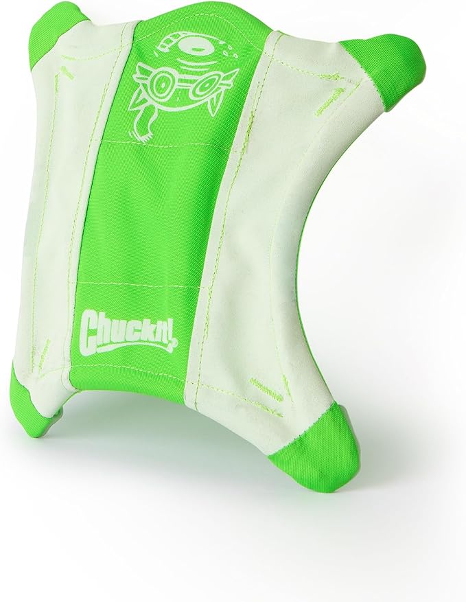 Chuckit! Flying Glow Squirrel Fetch Dog Toy, (10.5 Inch Length), Glow in The Dark Dog Toy, Pack of 1, Size Medium, for All Breeds and Sizes