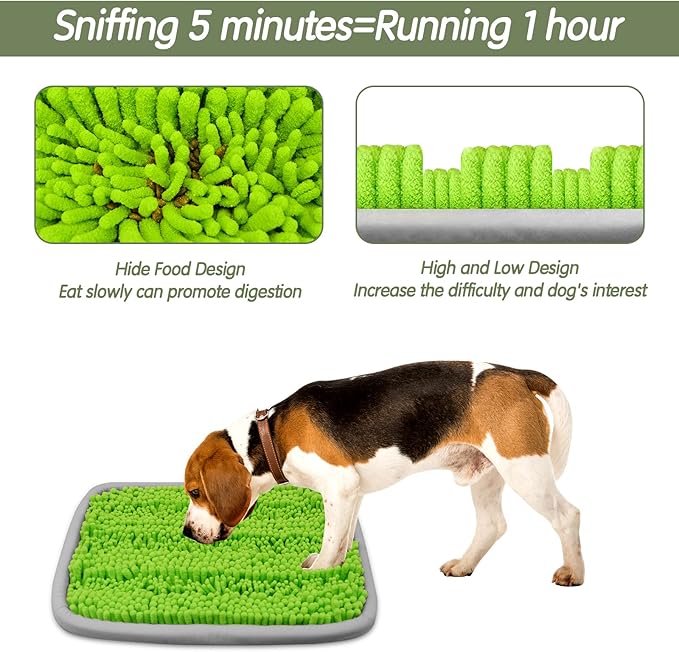 Bakumon Snuffle Mat for Dogs 21x16Inch Interactive Sniff Mats for Large Medium Small Breed Dog Pet,Snuffle Bowl Mat Nosework Training Foraging Pad Feed Game Stress Relief (Green)