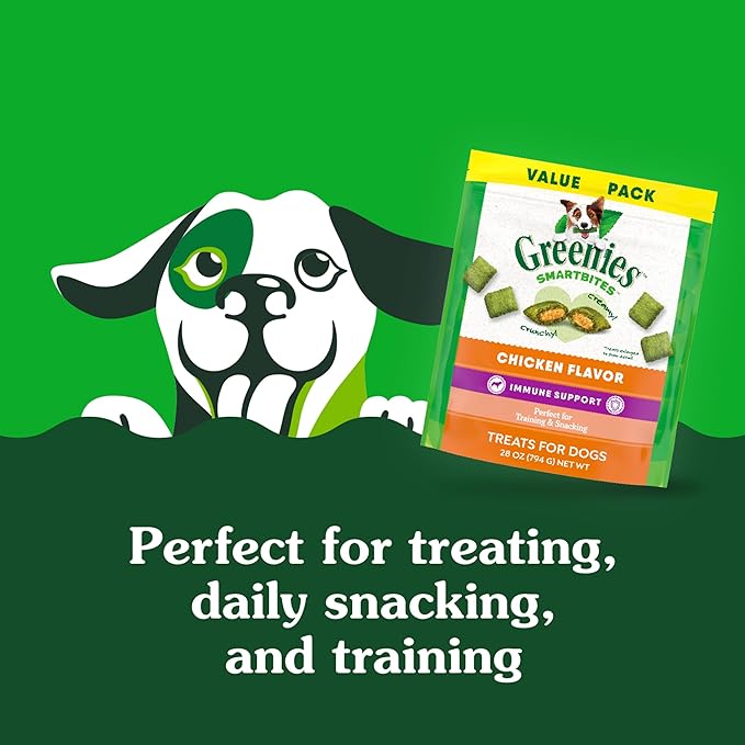 Greenies Smartbites Immune Support Crunchy & Soft Dog Treats, Chicken Flavor, 28 oz. Pack