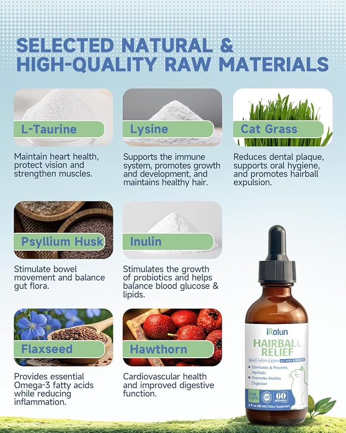 Hairball Treatment for Cats- Hair Ball Relief Digestive Aid-Hairball Support Remedy- Promotes Healthy Digestion, Eliminates & Prevents Hairballs, for All Ages & Breeds 2fl oz