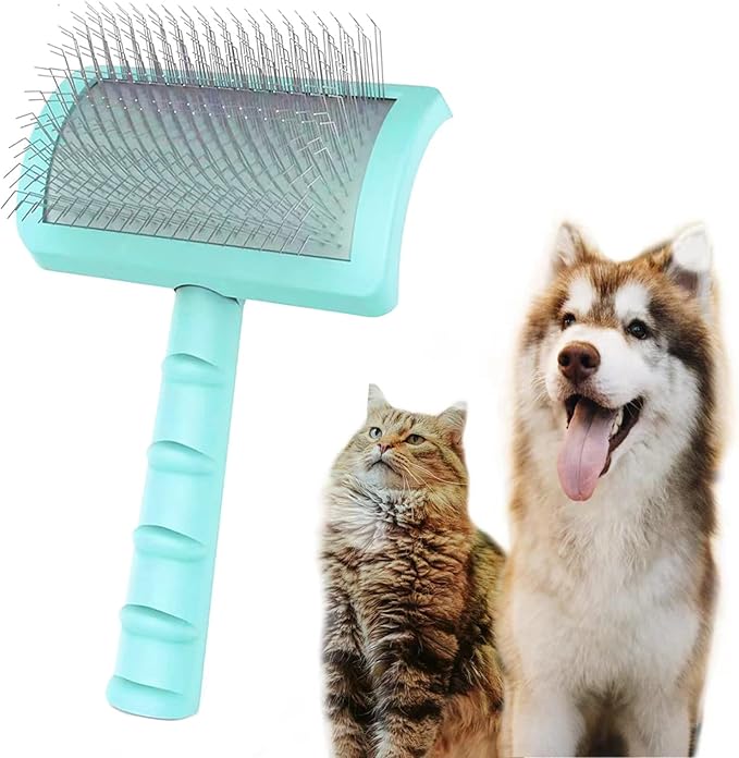 Large Slicker Brush for Dogs,Cats,Extra Long Pin Shedding Brush for Long Haired Dog,Cat, Pet Grooming for Thick Undercoat Curly Hair,25mm(1"),Green