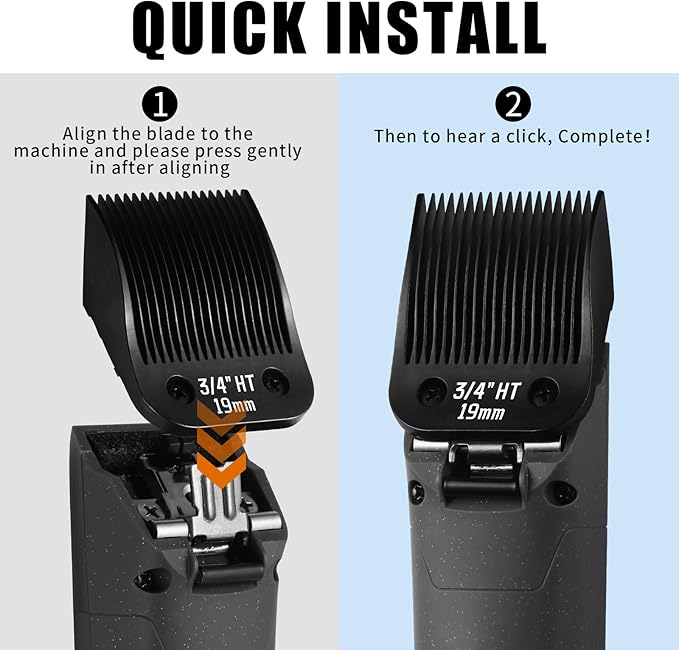 3 Pack 3/4HT Detachable Dog Grooming Steel Blades,Compatible with Andis,Oster A5,Wahl KM-10 Series,Cut Length 3/4" 19MM （Black）