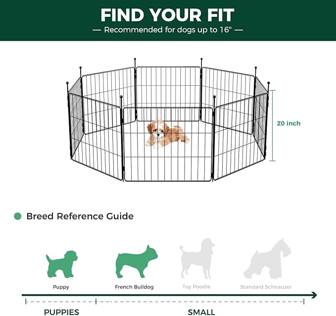 FXW MiniPaws Unleashed Dog Playpen for Yard & RV Camping, Expandable 20-inch 32 Panels for Puppies and Small Dogs, Portable for Indoor and Outdoor Use